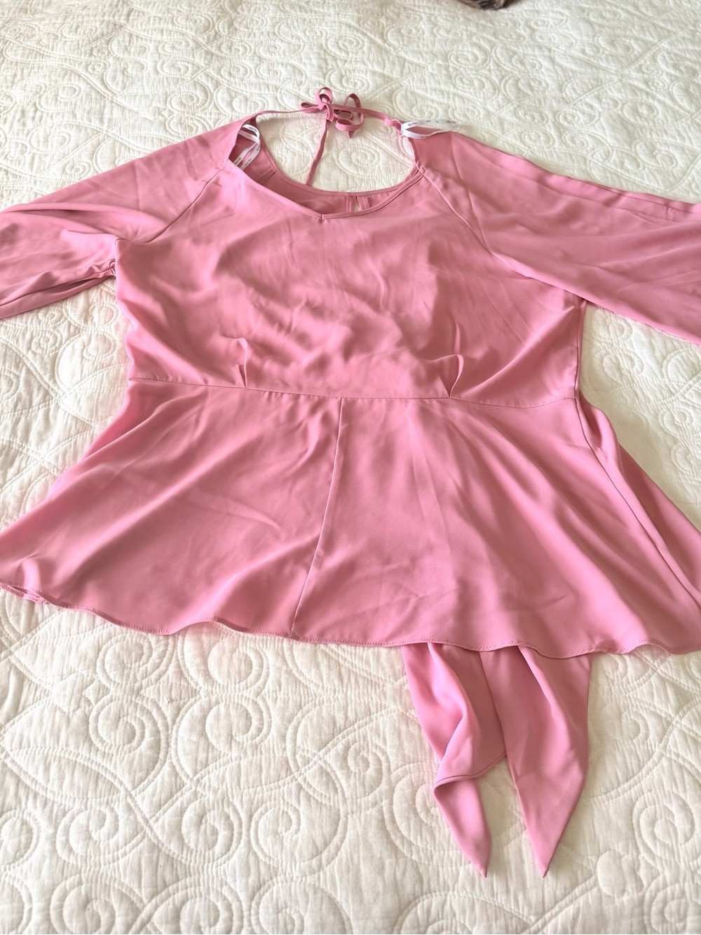 City Chic Rose-Pink Tie-Front Blouse - Picture 3 of 13